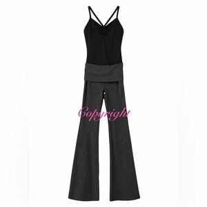 Free People Movement Black / Grey Flare Leg Jumpsuit NWT XS